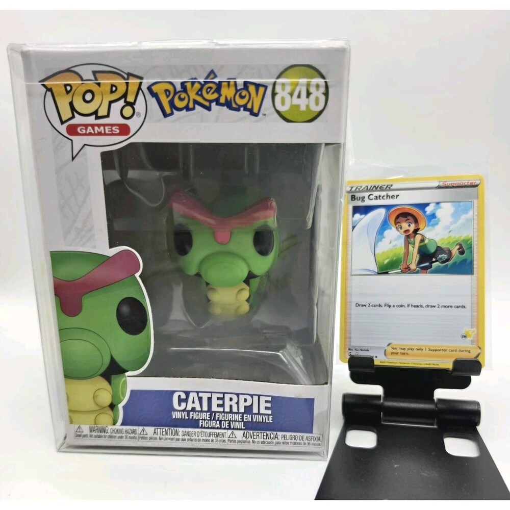 Funko Pop Pokémon Caterpie 848 Vinyl Figure with Protector and Trainer Card